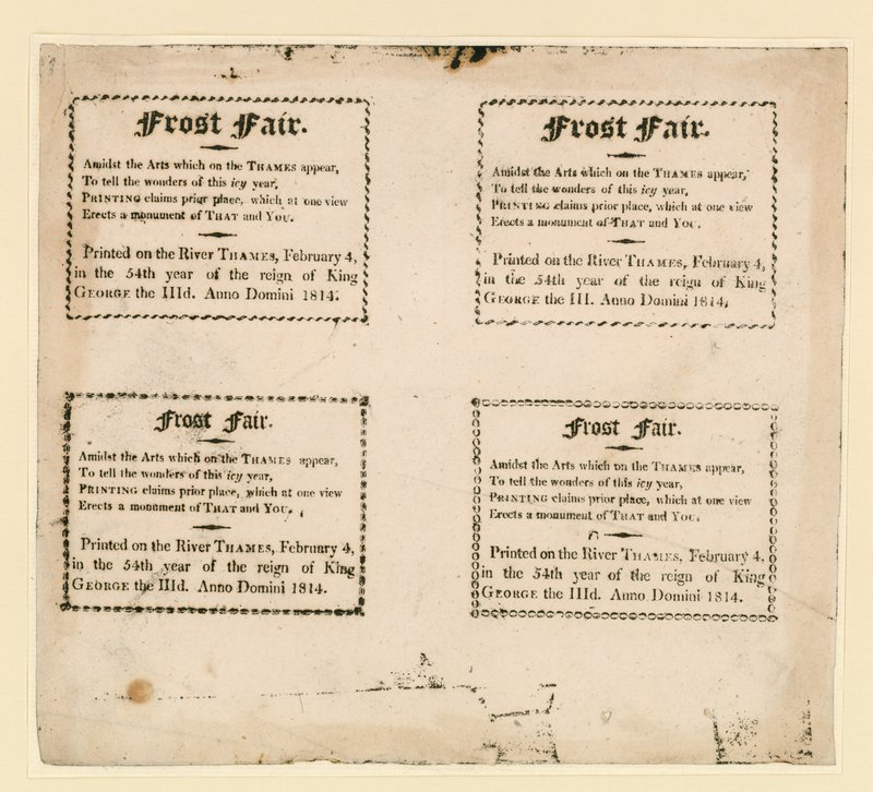 Pakkasmessut 1814. Jäälle painettu matkamuisto tekijältä English School