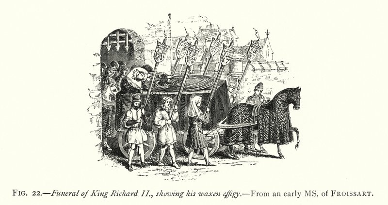 Kuningas Richard II:n hautajaiset, hänen vahakuvansa (kaiverrus) tekijältä English School
