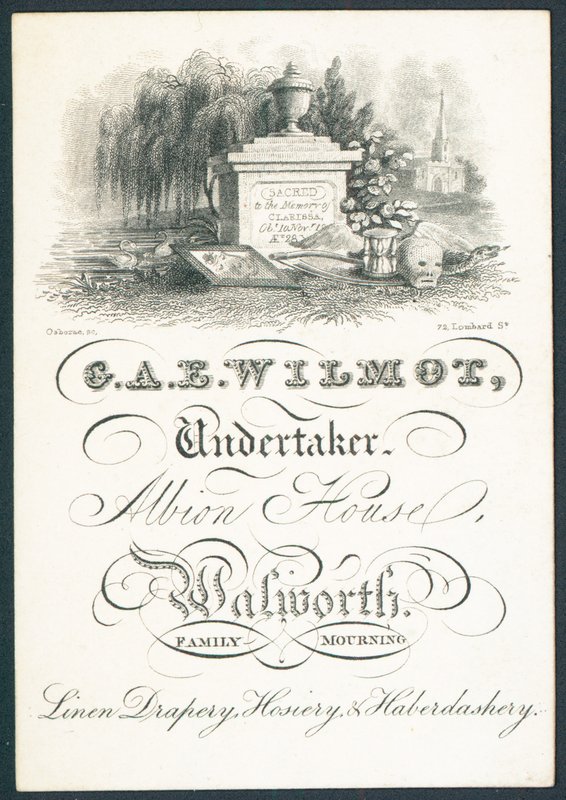 G A E Wilmot, hautaustoimisto, kauppakortti tekijältä English School