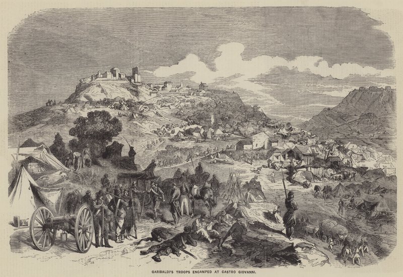 Garibaldin joukot Castro Giovannissa (kaiverrus) tekijältä English School