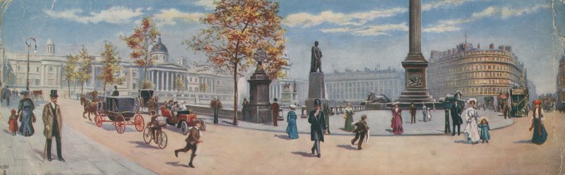 Yleisnäkymä Trafalgar Squaren kaakkoiskulmasta tekijältä English School