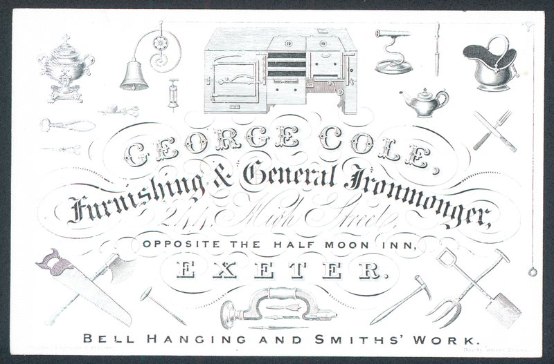 George Cole, kaluste- ja yleinen rautakauppias, kauppakortti tekijältä English School