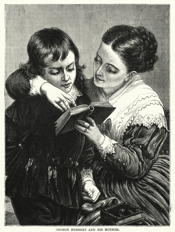 George Herbert ja hänen äitinsä (kaiverrus) tekijältä English School