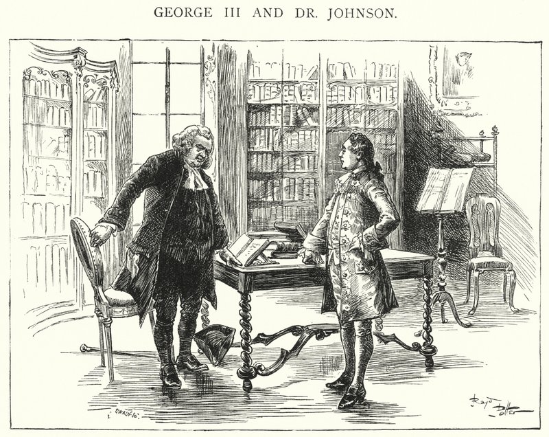 George III ja tohtori Johnson (kaiverrus) tekijältä English School
