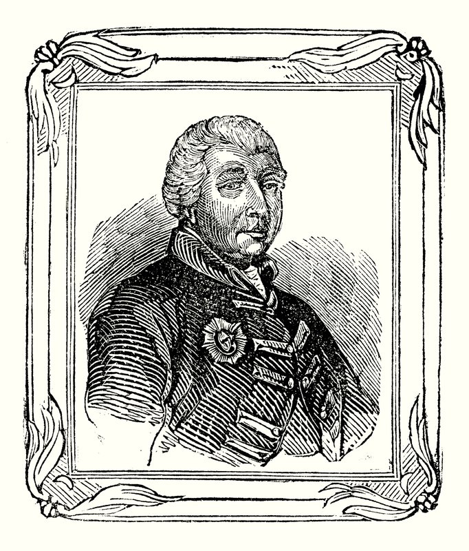 Yrjö III, Yrjö II:n pojanpoika syntyi 1738; kruunattiin vuonna 1760; ja kuoli vuonna 1820 (kaiverrus) tekijältä English School