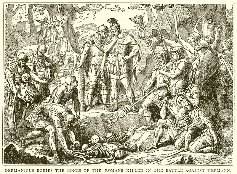 Germanicus hautaa Rooman luut, jotka kuolivat taistelussa Hermannia vastaan tekijältä English School