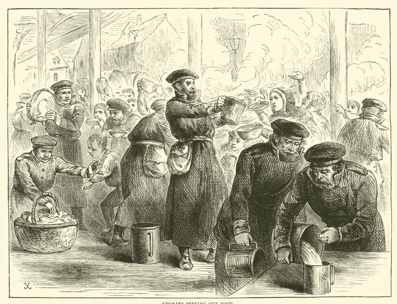 Saksalaiset tarjoilemassa ruokaa, tammikuu 1871 tekijältä English School