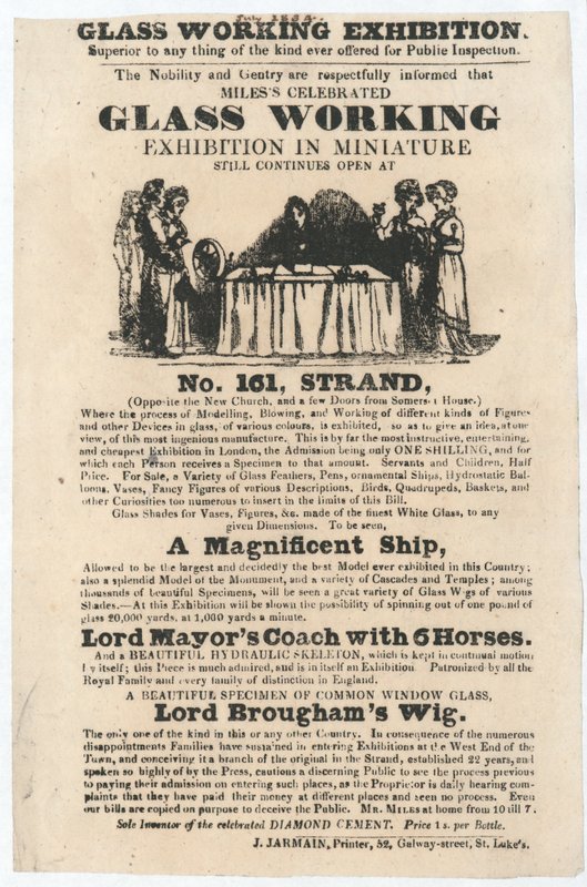 Lasin työnäyttely, 161 Strand, heinäkuu 1834 tekijältä English School