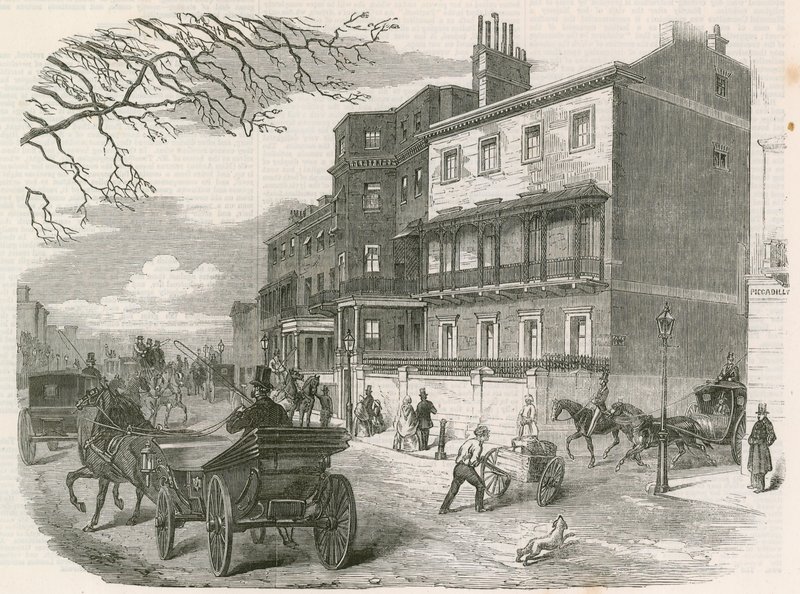 Gloucester House, Piccadilly, Lontoo, edesmenneen Gloucesterin herttuattaren asuinpaikka tekijältä English School