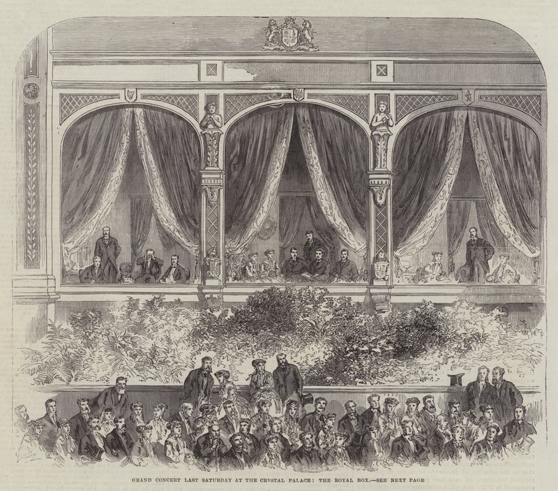 Suuri konsertti viime lauantaina Crystal Palacessa, Royal Boxissa (kaiverrus) tekijältä English School