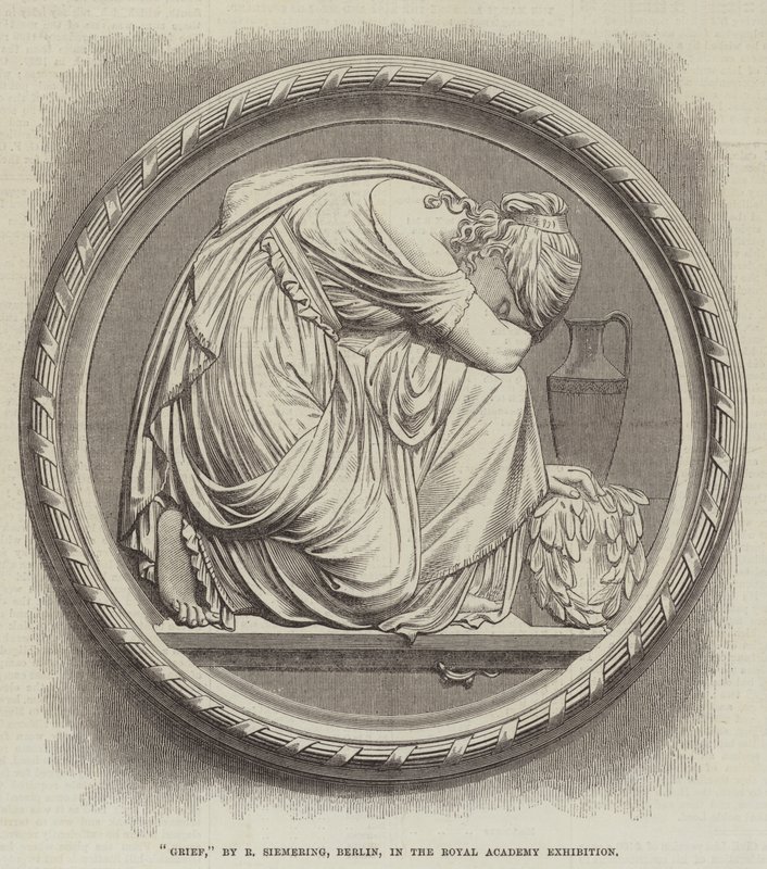 "Grief", R Siemering, Berliini, Royal Academy -näyttelyssä (kaiverrus) tekijältä English School