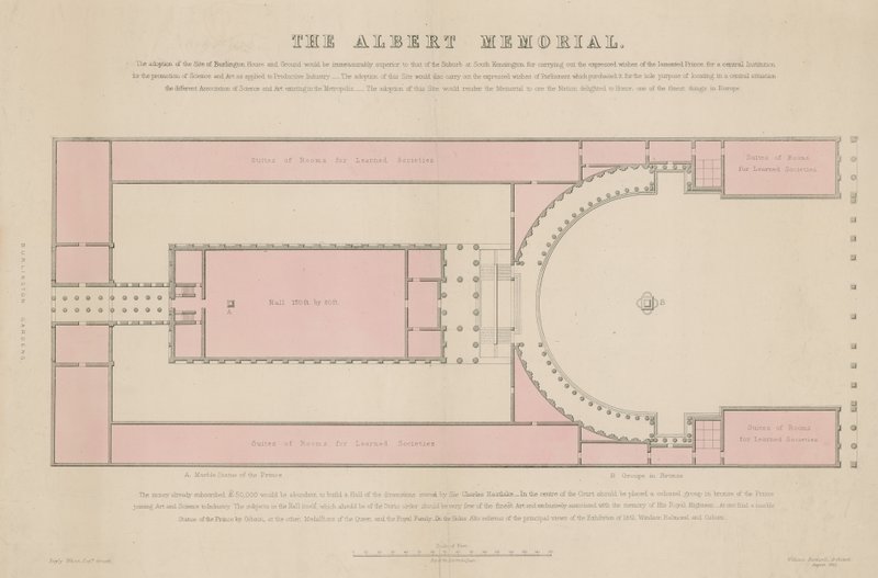 Albert Memorialin pohjapiirros, kuten Burlington Housessa ehdotettiin tekijältä English School