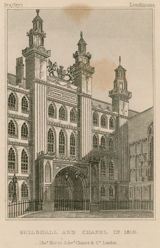 Guildhall and Chapel, Lontoo, vuonna 1810 tekijältä English School