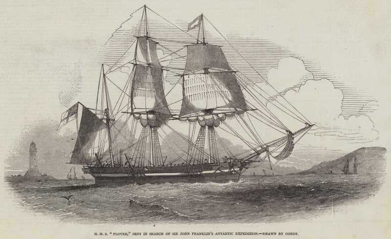 HMS "Plover", lähetetty etsimään Sir John Franklinin arktista tutkimusmatkaa (kaiverrus) tekijältä English School