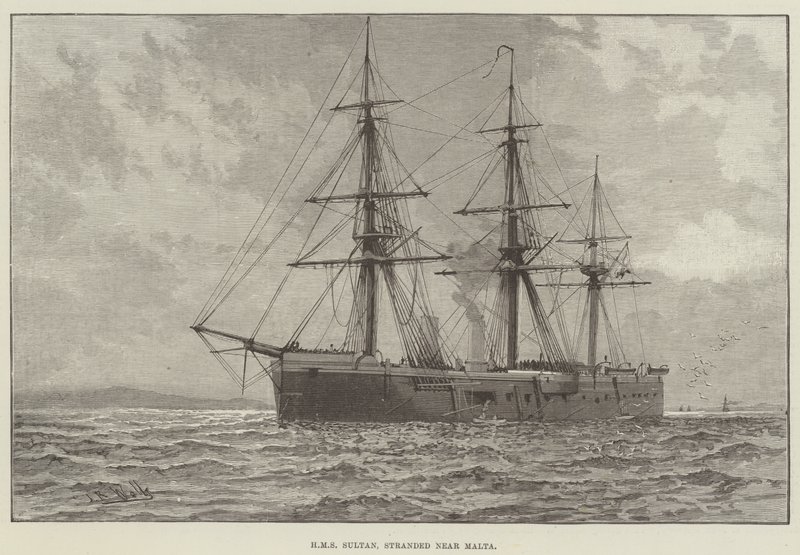 HMS Sultan, jumissa lähellä Maltaa (kaiverrus) tekijältä English School