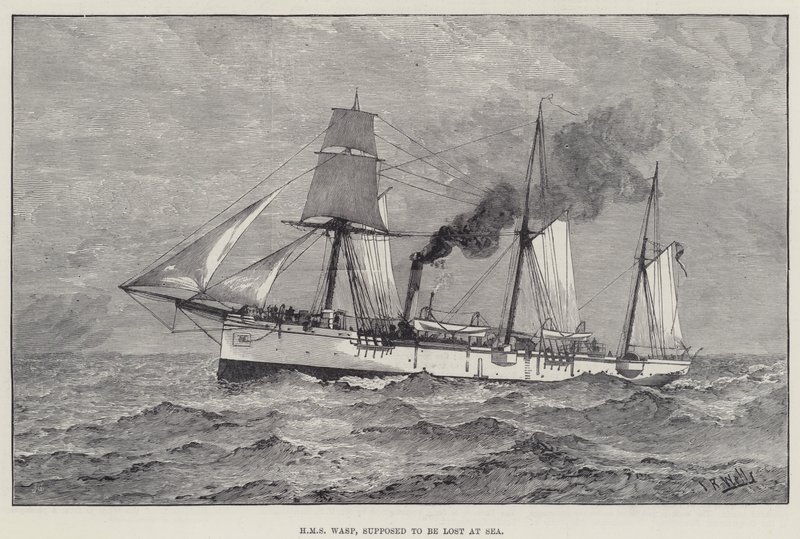 HMS Wasp, jonka oletettiin kadonneen merellä (kaiverrus) tekijältä English School