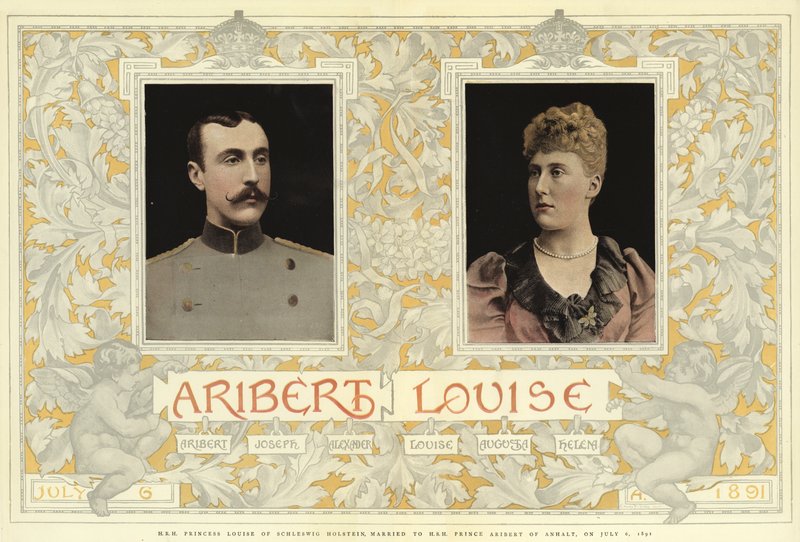 Schleswig-Holsteinin ruhtinatar Louise, naimisissa Anhaltin prinssi Aribertin kanssa 6. heinäkuuta 1891 (värilitro). tekijältä English School
