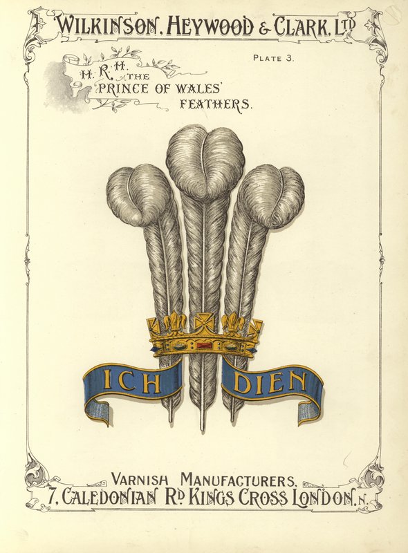 H R H Walesin prinssin höyhenet (chromolitho) tekijältä English School