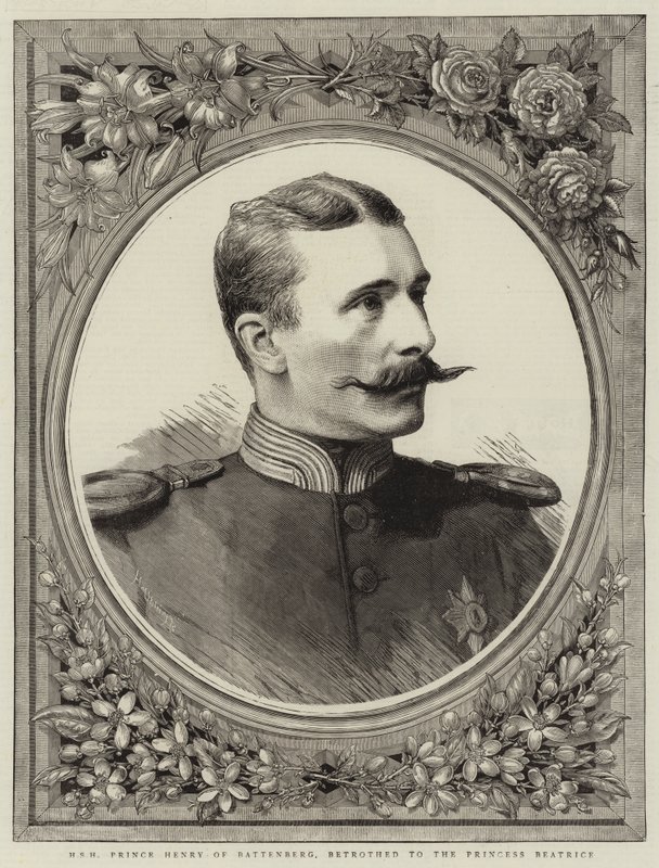 H S H Battenbergin prinssi Henry, kihlattu prinsessa Beatricen kanssa (kaiverrus) tekijältä English School