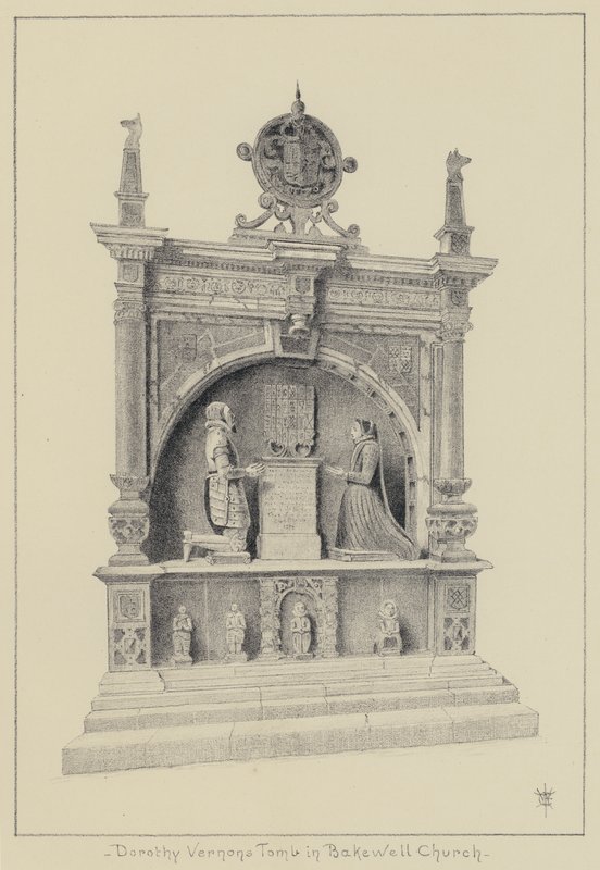 Haddon Hall, Dorothy Vernonin hauta Bakewellin kirkossa (litho) tekijältä English School