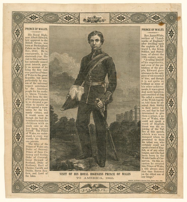 Nenäliina Walesin prinssin Amerikan matkan muistoksi, 1860 tekijältä English School