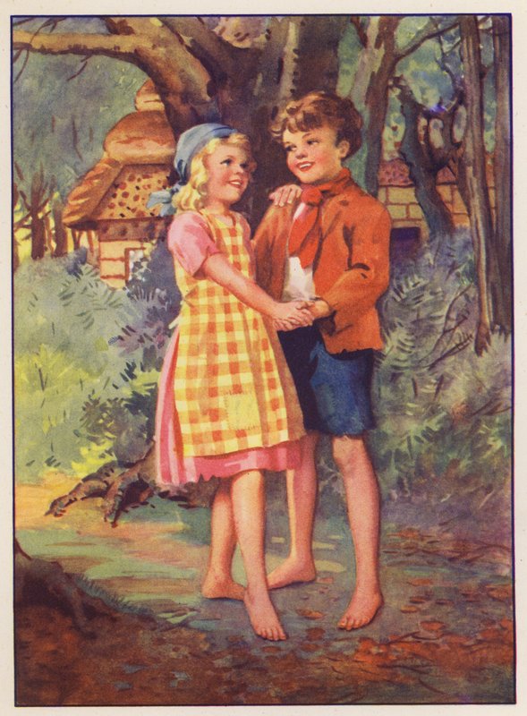 Hannu ja Kerttu (värilitografia) tekijältä English School