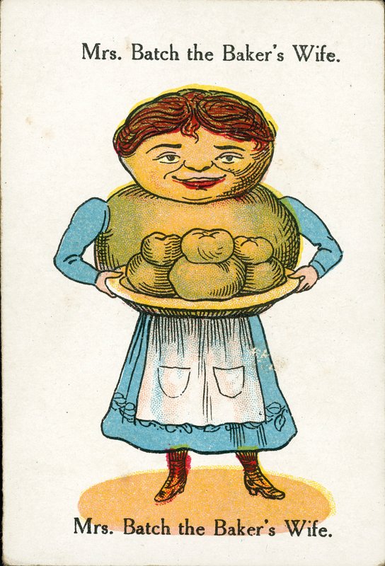 Onnelliset perheet, noin 1920: Batch, leipurin vaimo (värilitografia). tekijältä English School