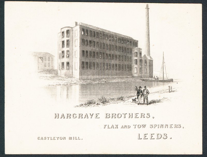 Hargrave Brothers, pellava- ja touhokehrut, kauppakortti tekijältä English School