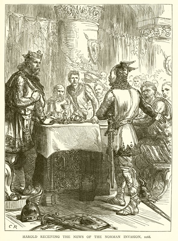 Harold vastaanottaa News of the Norman Invasion, 1066 tekijältä English School