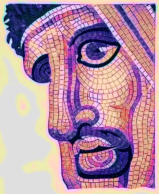Mosaiikkipää, Issuksen taistelusta, kuvitus James Wardin Historic Ornamentista, julkaistu 1897 (digitaalisesti paranneltu kuva) tekijältä English School