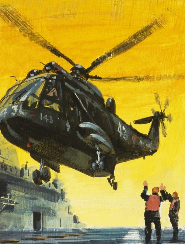 Helikopteri laskeutumassa lentotukialukselle tekijältä English School