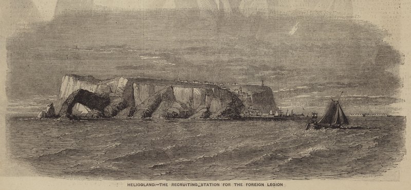 Helgoland, muukalaislegioonan värväysasema (kaiverrus). tekijältä English School