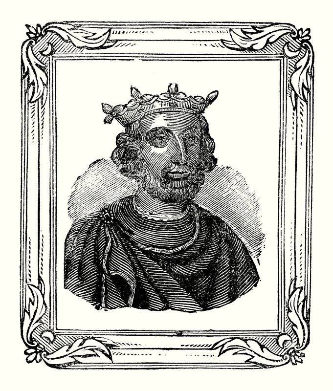 Henrik III syntyi vuonna 1208, kruunattiin vuonna 1216 ja kuoli vuonna 1272 (kaiverrus) tekijältä English School