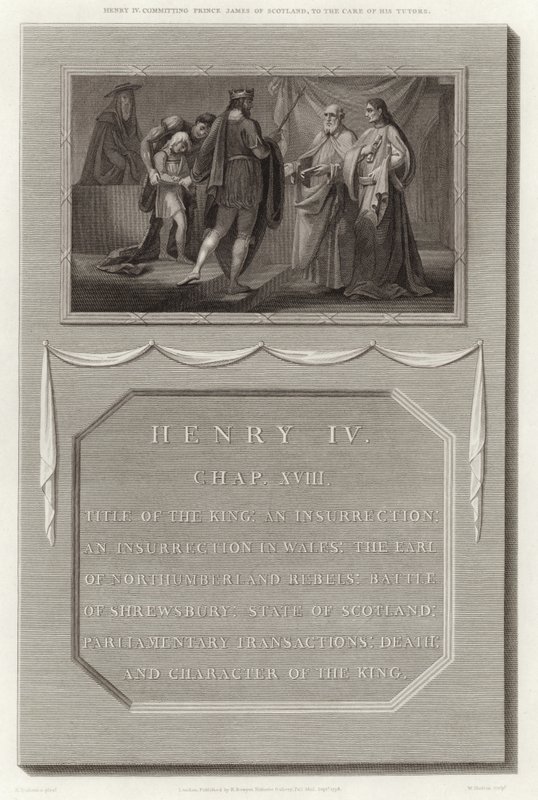 Henry IV sitoutuu Skotlannin prinssi Jamesin opettajiensa hoitoon tekijältä English School