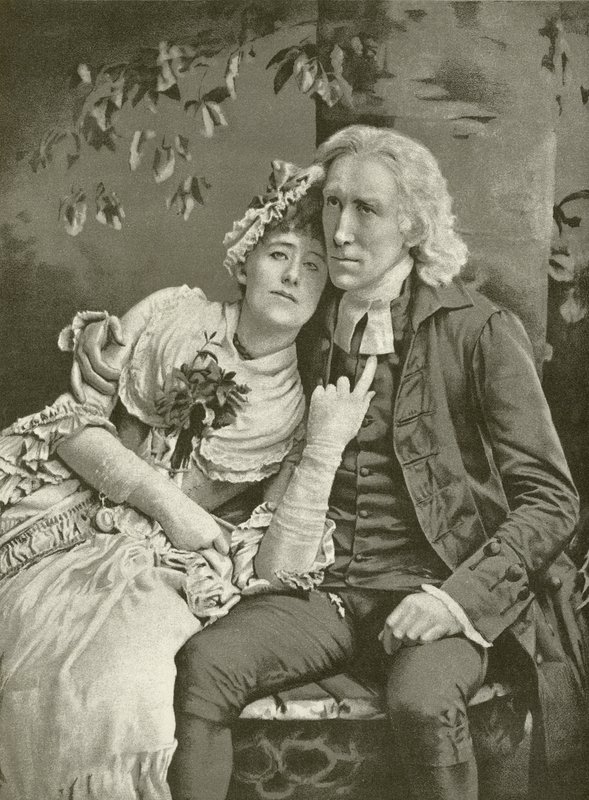 Henry Irving kirkkoherrana ja Ellen Terry Oliviana (syväpaino) tekijältä English School
