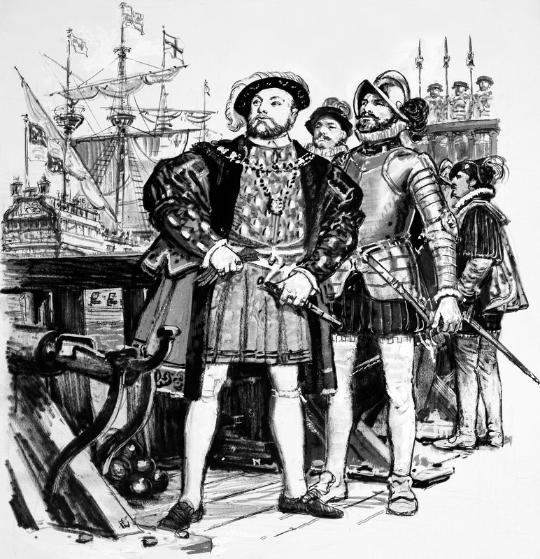 Henry VIII, joka rakensi Englannin laivaston vain seitsemästä kahdeksaankymmeneen viiteen alukseen tekijältä English School
