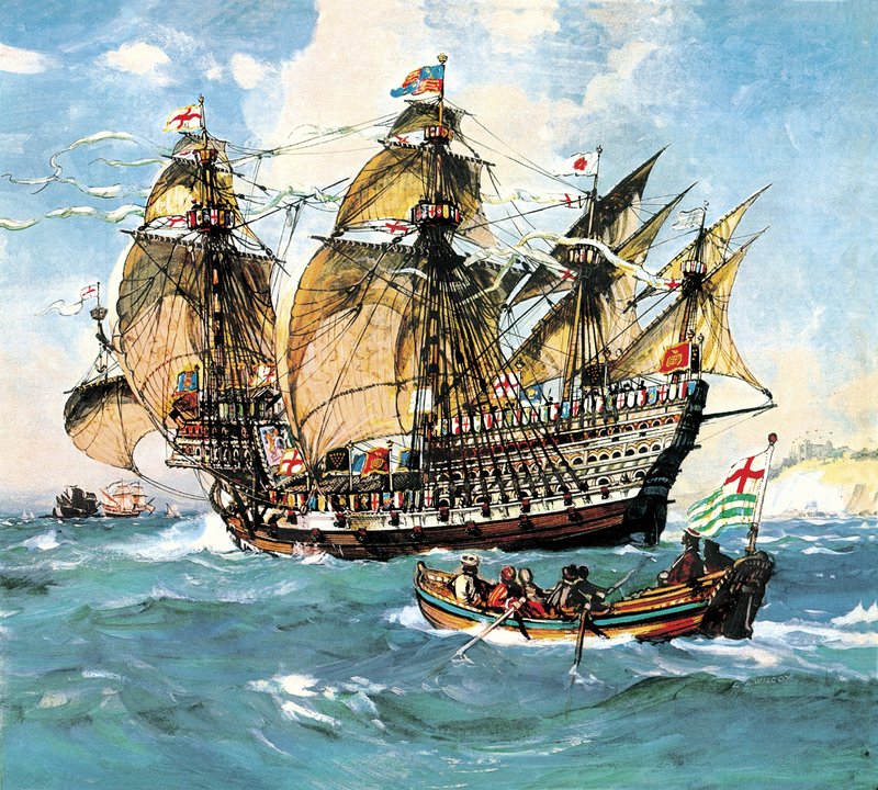 Henry VIII:n lippulaiva "Henri Grace a Dieu" tekijältä English School