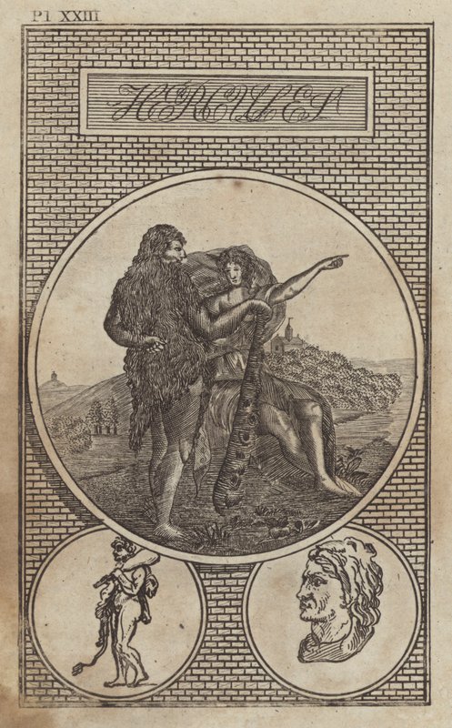 Hercules, antiikin roomalainen sankari ja jumala (kaiverrus) tekijältä English School