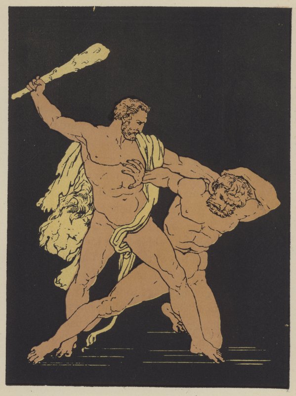 Hercules ja Cacus (värilitografia) tekijältä English School