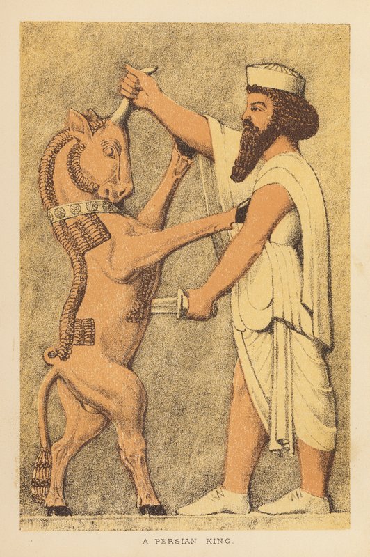 Herodotos: Herodotos: Persian kuningas (värilitografia). tekijältä English School