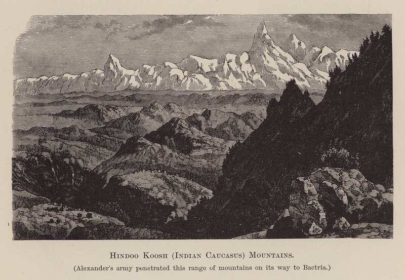 Hindoo Koosh, Intian Kaukasus, vuoret (kaiverrus) (kaiverrus) tekijältä English School
