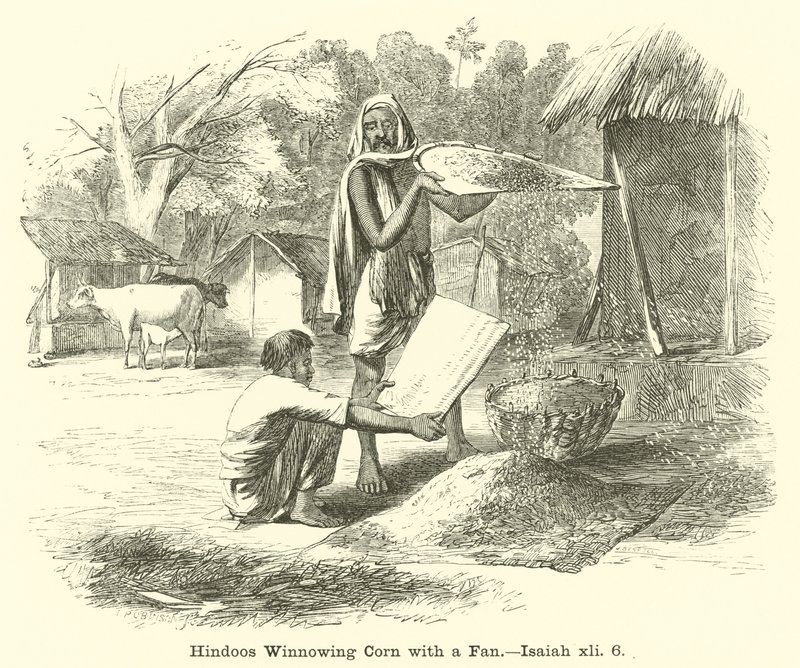 Hindoos Winnowing Corn with a fan, Isaiah, xli, 6 tekijältä English School