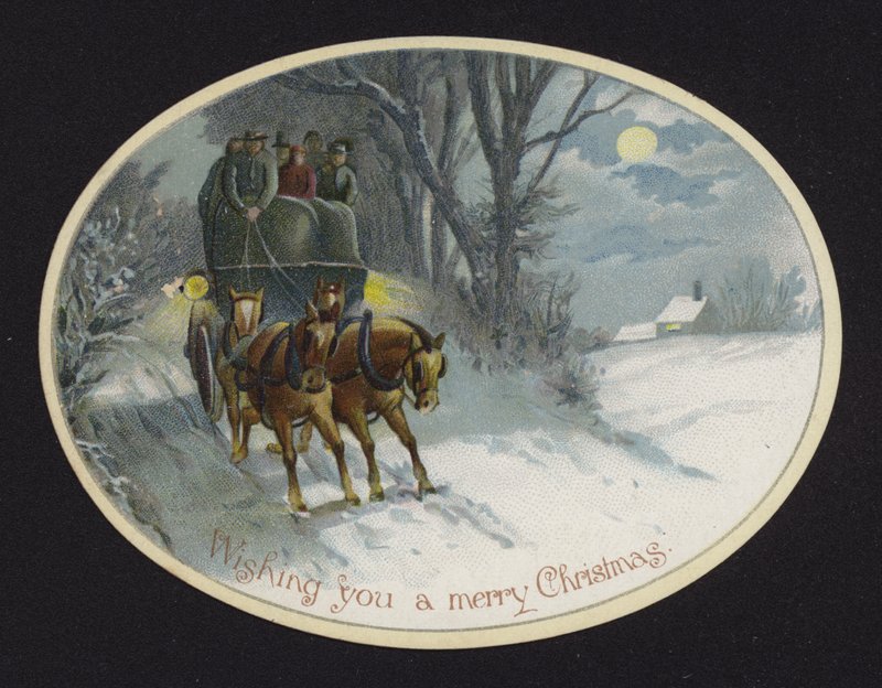 Lumen läpi kulkeva hevoskärry (chromolitho) tekijältä English School
