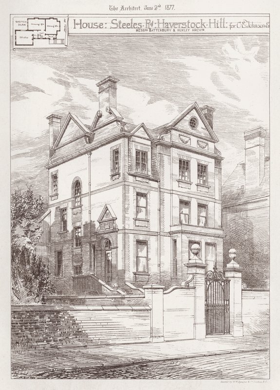 Talo, Steeles Road, Haverstock Hill, C E Johnsonille (kaiverrus) tekijältä English School