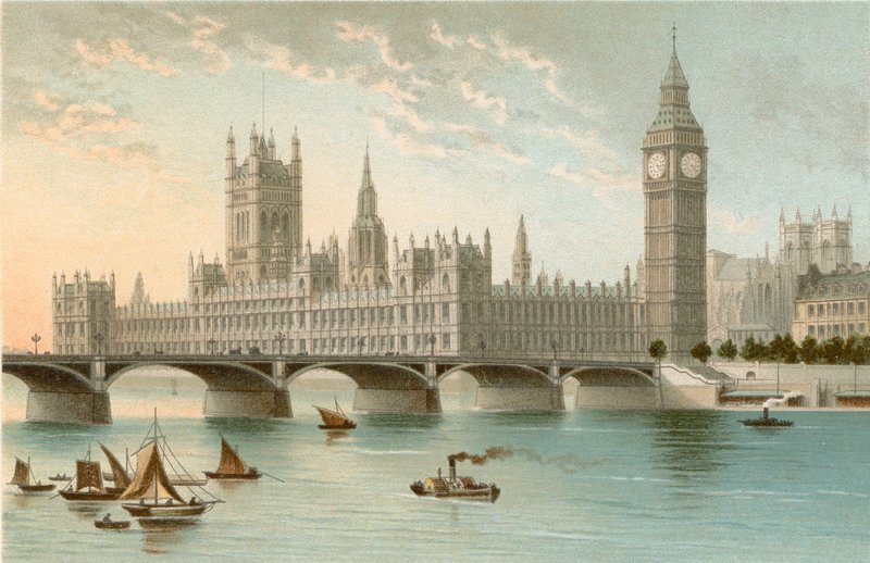 Parlamenttitalo ja Westminster Bridge tekijältä English School
