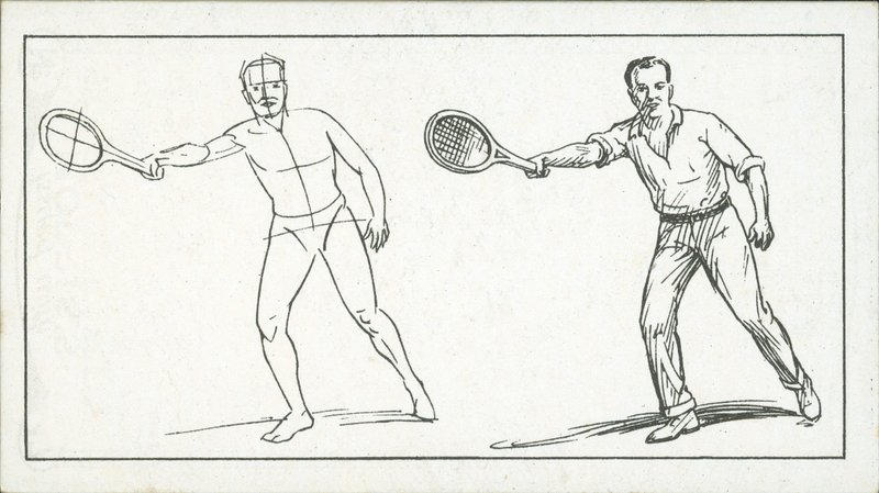 Miten piirtää: Hahmo pelaa tennistä (litografia) tekijältä English School