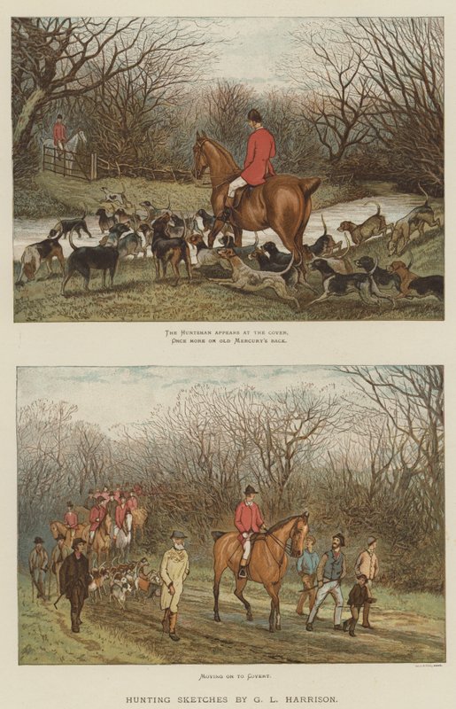 Metsästysluonnokset (chromolitho) tekijältä English School
