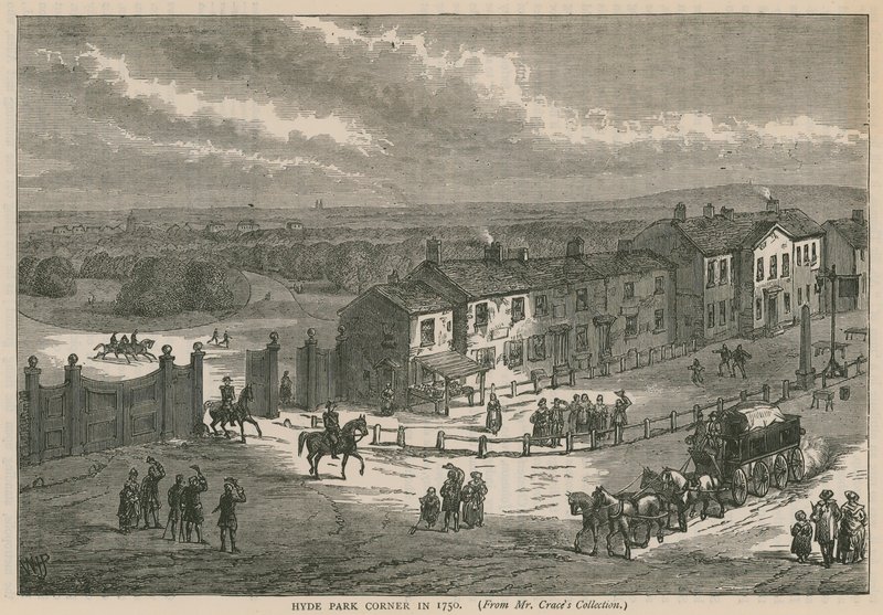 Hyde Park Corner vuonna 1750 tekijältä English School