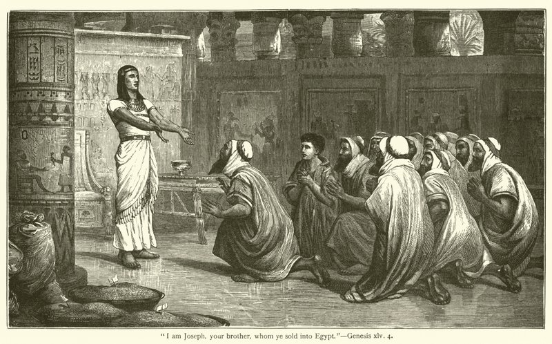 "Minä olen Joosef, veljenne, jonka myitte Egyptiin", Genesis, xlv, 4 (kaiverrus) tekijältä English School