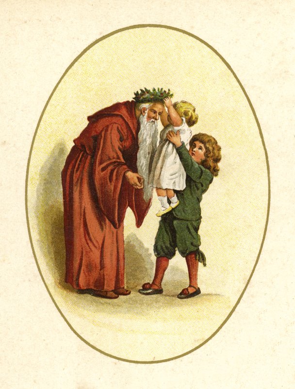 Kuvitus The Coming Of Father Christmas (värilitho) tekijältä English School